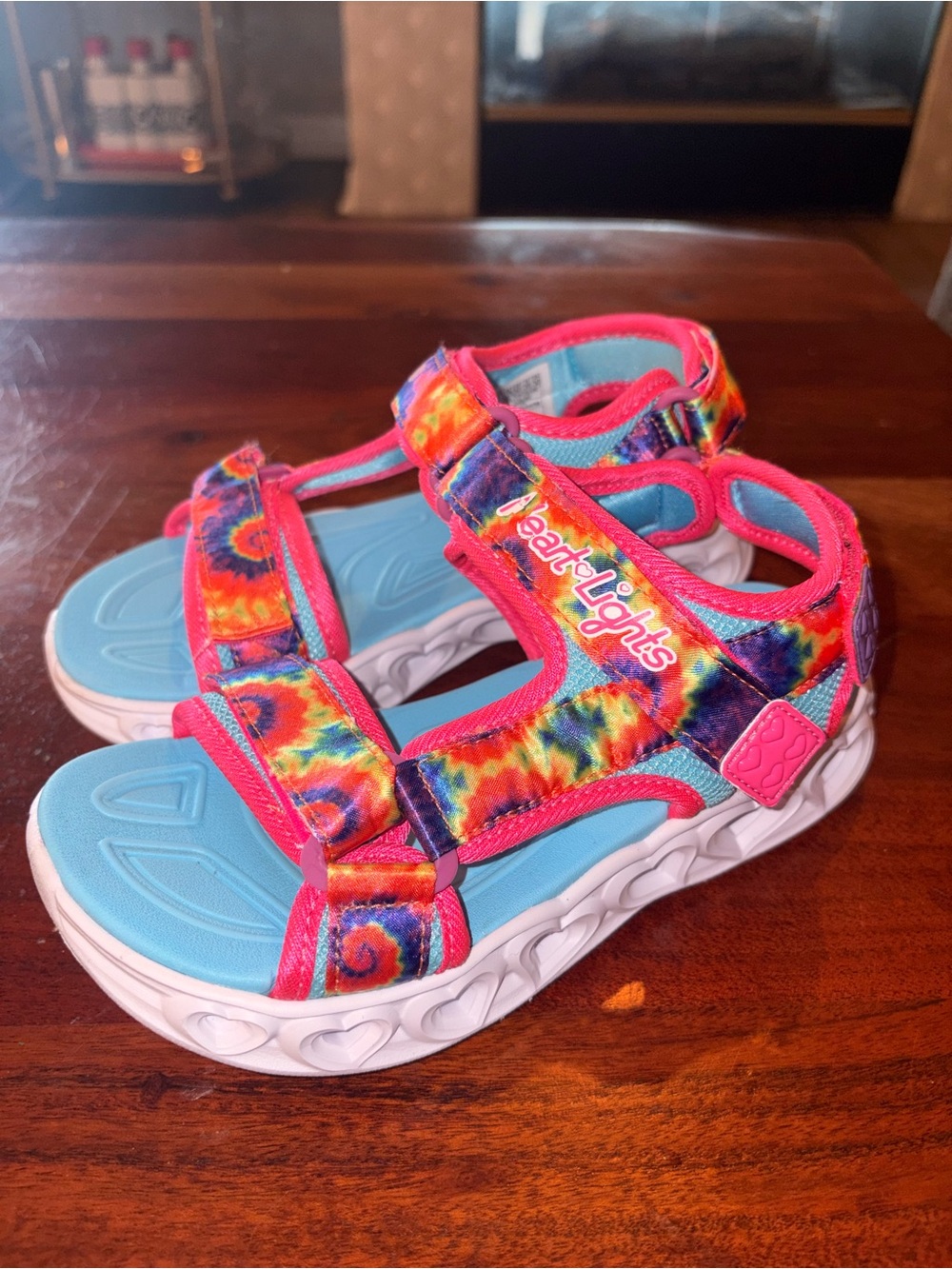 Skechers Kids Tie-Dye Pink & Blue Light-Up Sandals